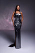 Renelle - straight neckline dress with metallic buckles